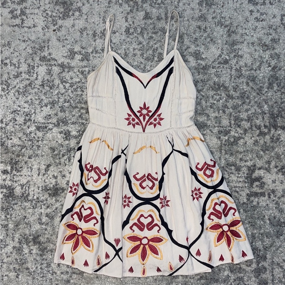 Free People Embroidered Dress with Adjustable Straps and Hidden Zipper Size 4
